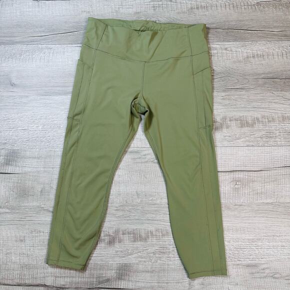 Athleta Green Yoga Stretch Pant Women's XL 7/8 Tight Leggings Exercise Workout - Picture 1 of 9